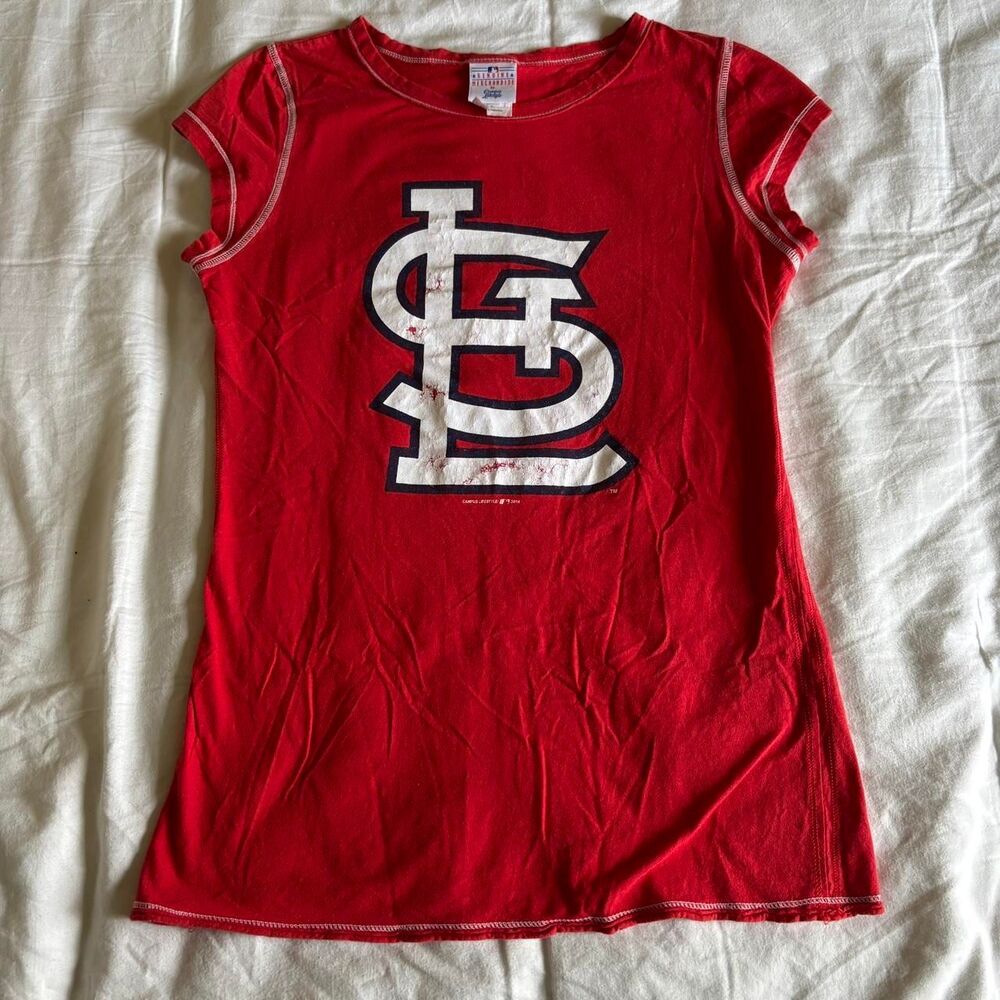 MLB St Louis Cardinals Red Baby Tee Size Large Cap Sleeve Y2K